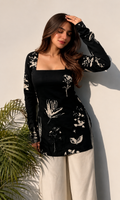 Stylish printed black top