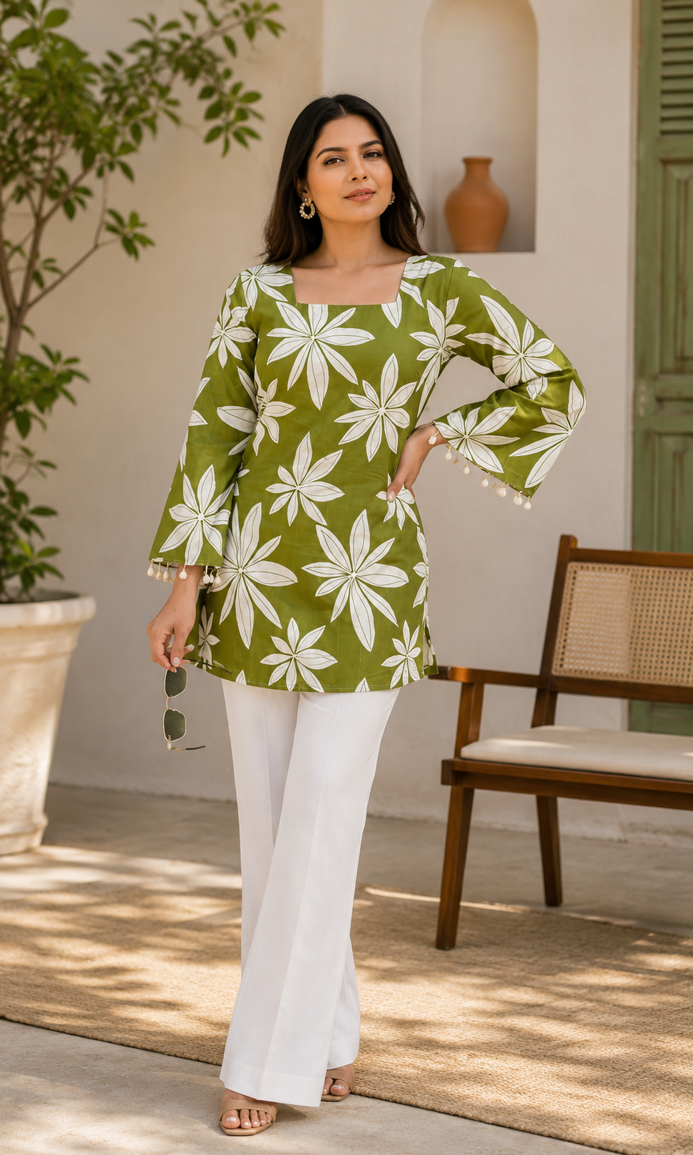 Trending light green floral top