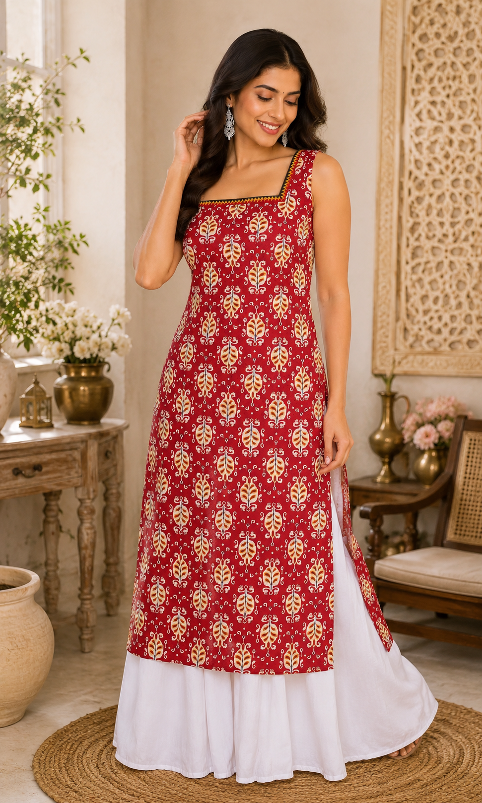 Trendy Red ethnic stylish wear